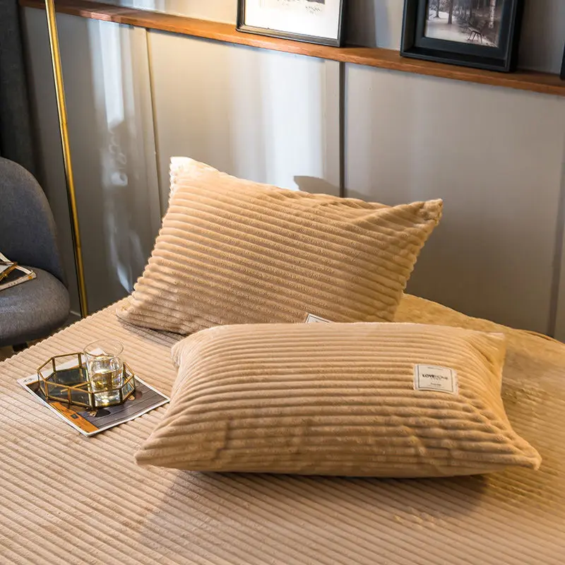 Однотонные цветные наволочки OLOEY 2 предмета коралловый флис сохраняющие тепло