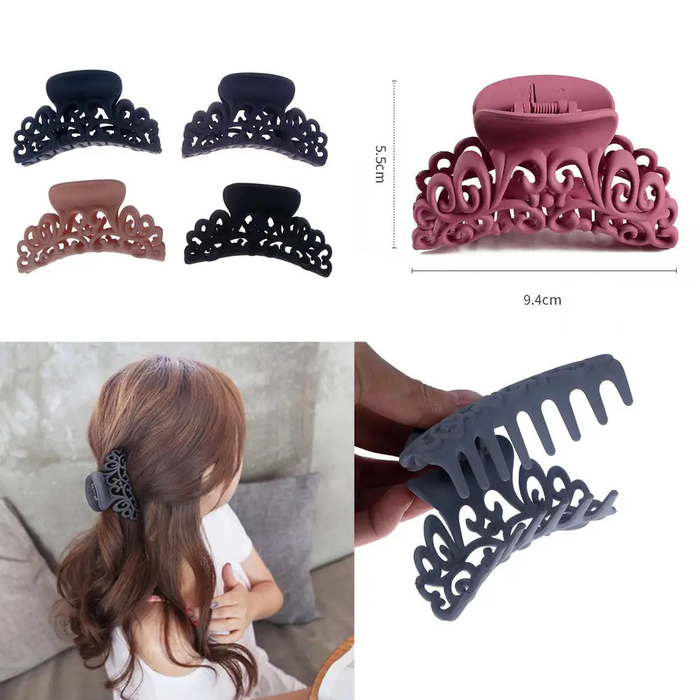 Женская заколка краб для волос черная пластиковая Заколка с вырезами