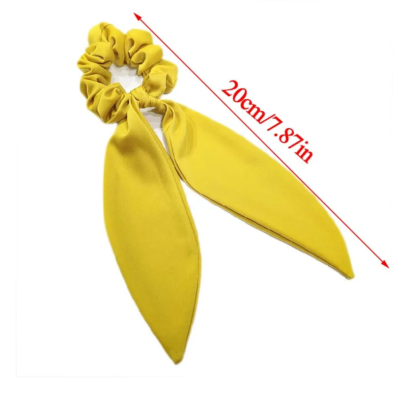 Женские атласные резинки для волос Однотонные в богемном стиле с бантом