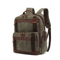 luxury leather backpacks for men school bags vintage waterproof waxed canvas travel back pack casual work laptop bag bagpack