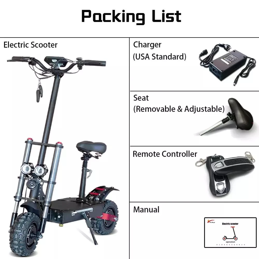

CE Certificate Electric Scooter for Adults 48V/52V 2000W Foldable E Scooter With Seat Up To 75KM/H Max Speed EU Warehouse Stock