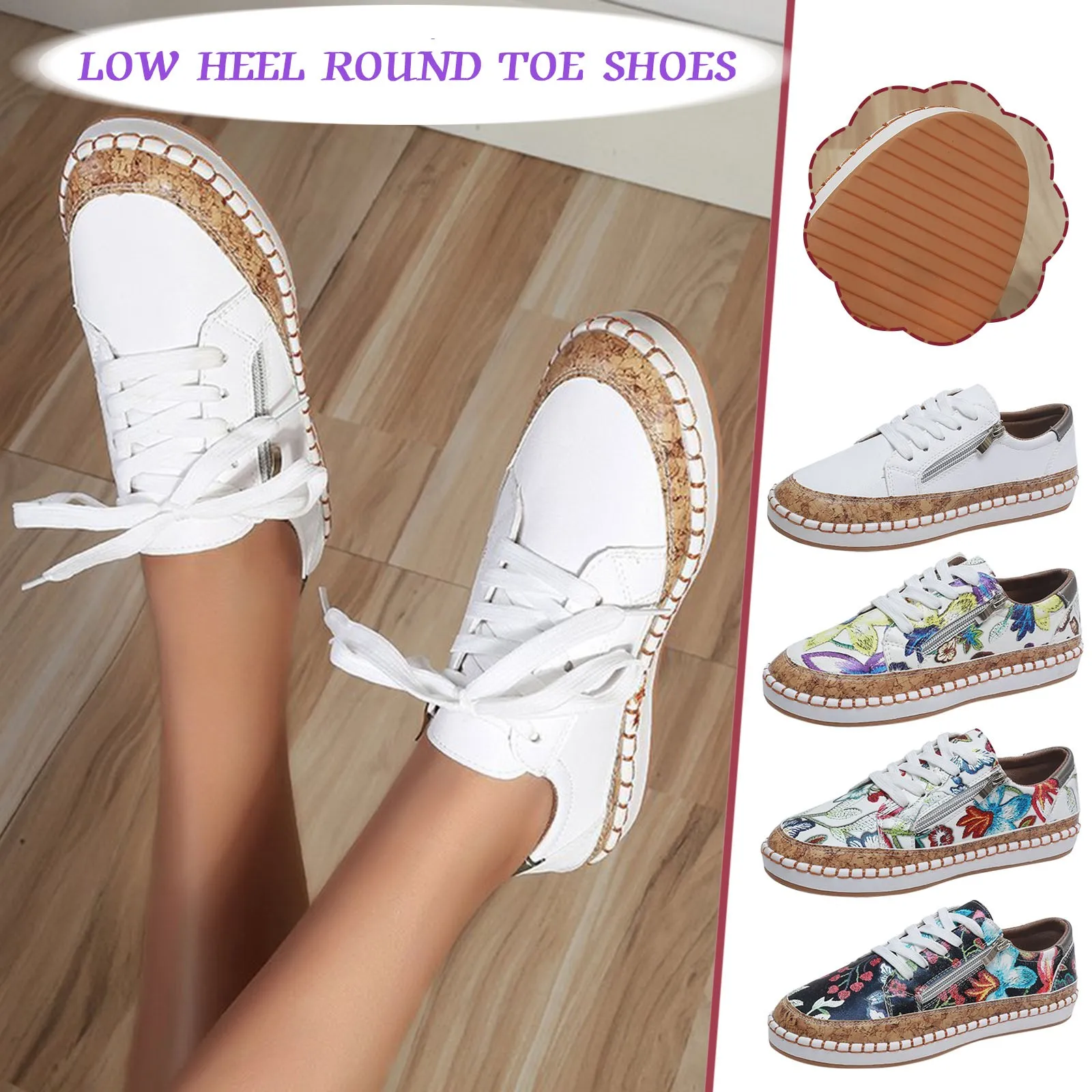 

Кроссовки женские, летние, дышащие, без застежек, с круглым носком, на низком каблуке