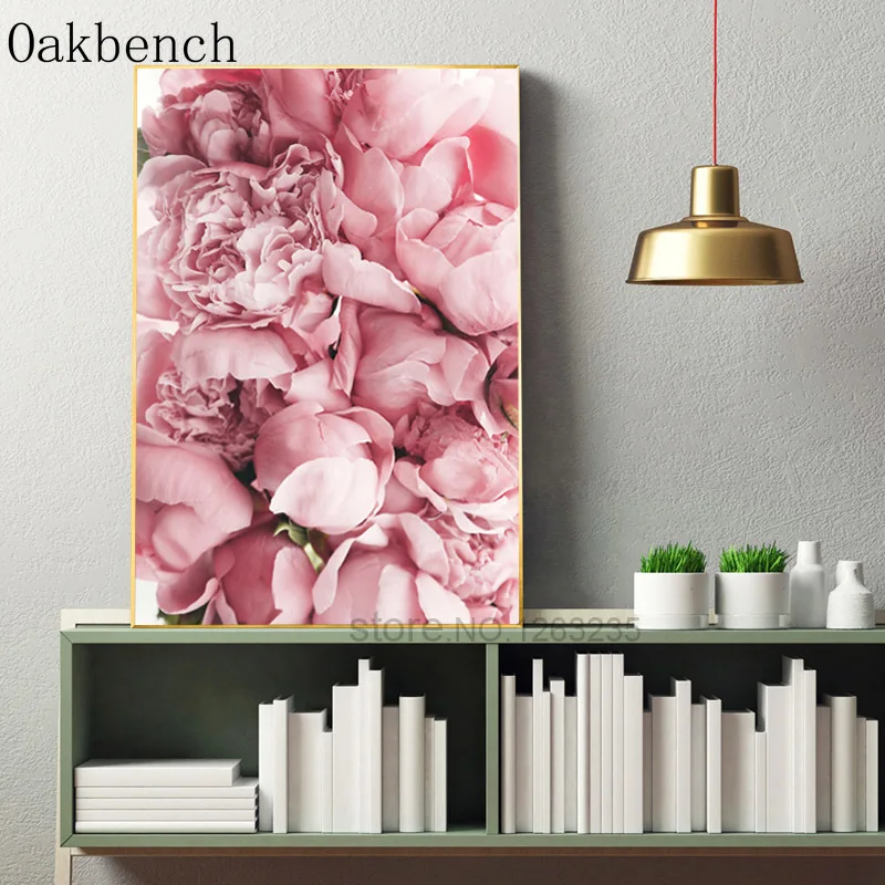 Настенная Картина на холсте с розовыми цветами постеры и принты в скандинавском