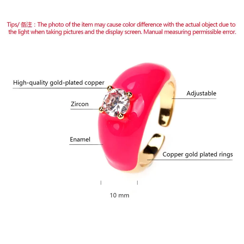 Эмалированные кольца радужного цвета для женщин винтажные открытые