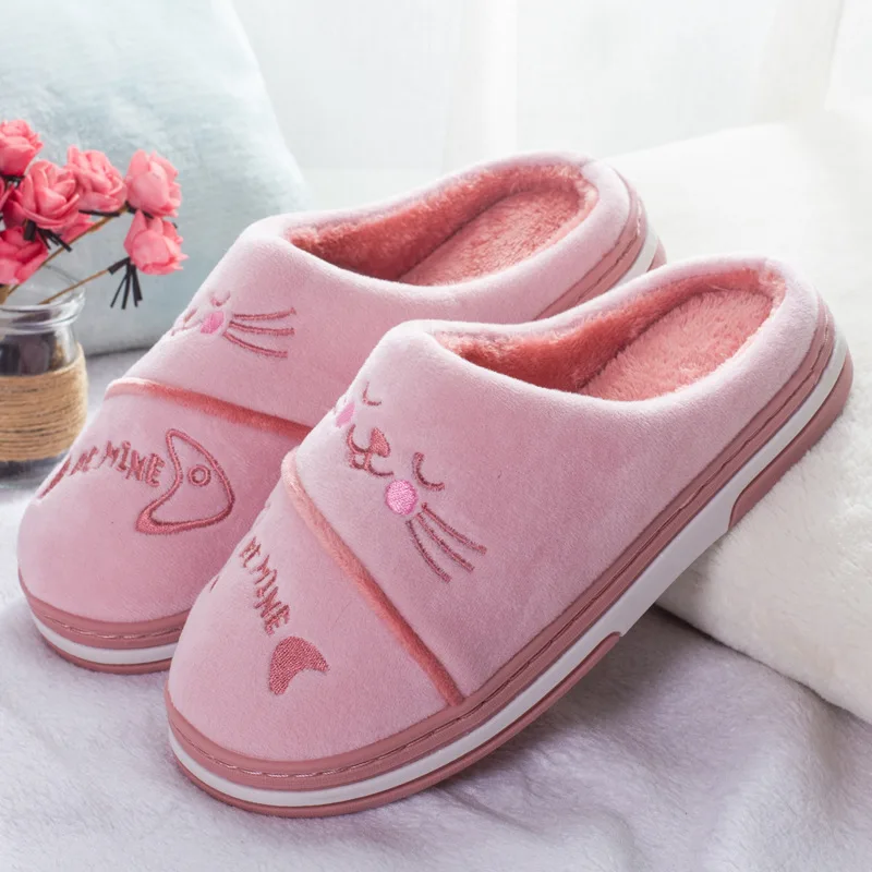2019 модная обувь женские зимние домашние тапочки теплые шлепанцы с героями