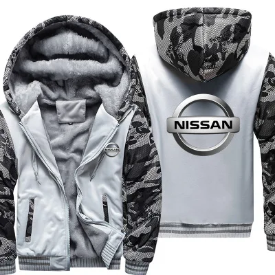 

Winter Hoodies Men Nissan Logo Jacket Thicken Warm Fleece cotton Zipper Raglan Coat Male Tracksuits