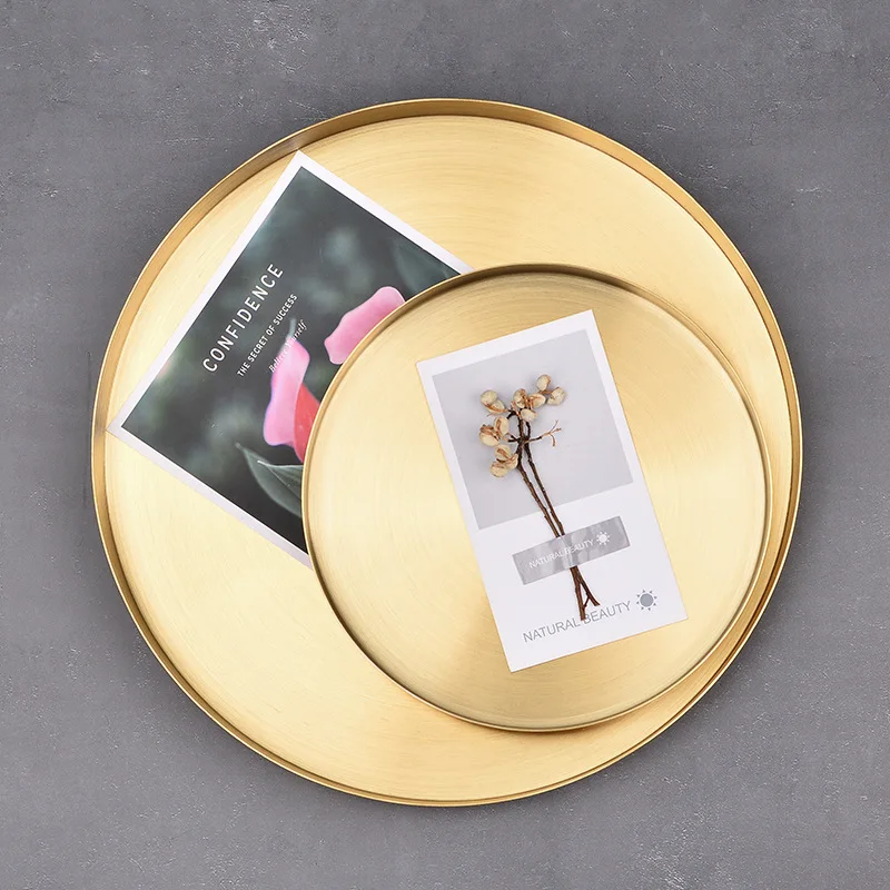 Exquisite Home Gold Kitchen Space Saving Round Shape Jewelry Display Decorative Storage Tray Desktop Stainless Steel Bathroom MJ | Дом и сад