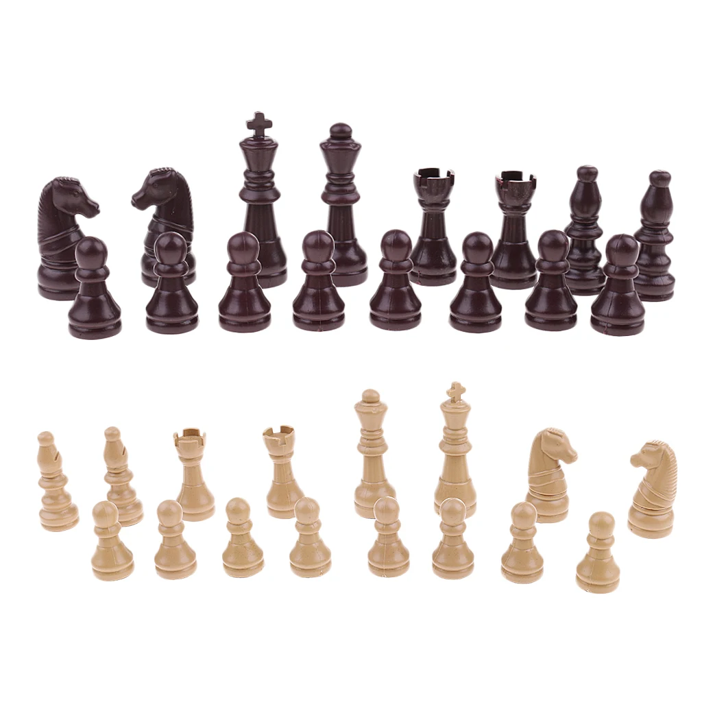 Пластиковые шахматные фигурки сменные Chessmen пешки для настольных игр 32 шт. полный