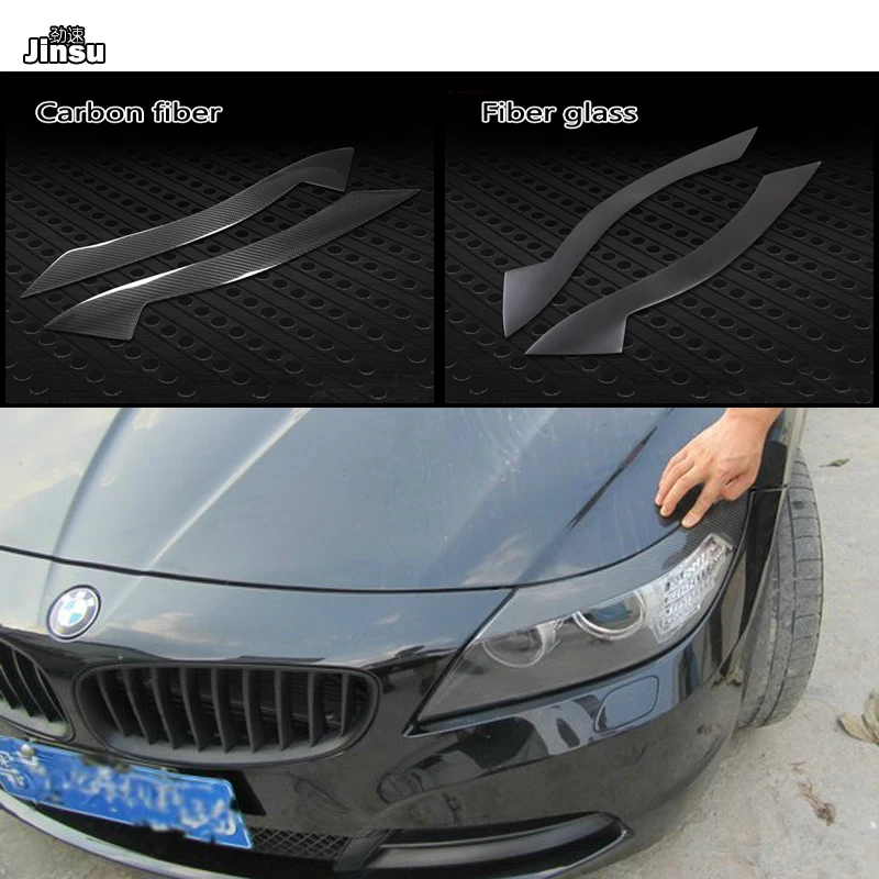 

For BMW Z4 2009 - 2012 Carbon Fiber Headlight decorative sticker Z4 E89 Fiber glass primer matte black front Eyebrow Eyelids 2pc