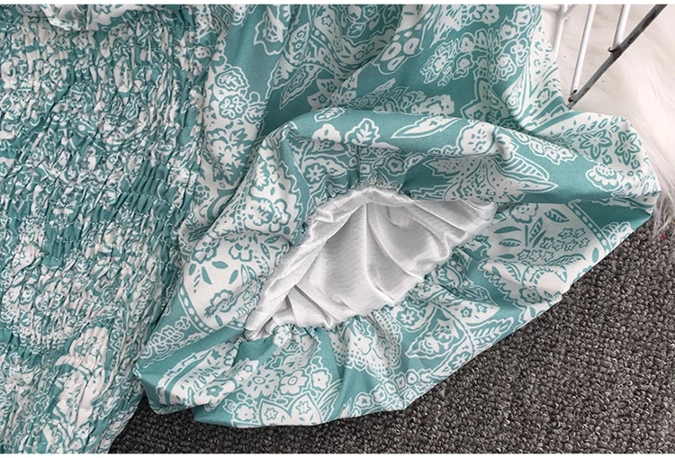 

Slash Collar Ruffle Puff Short Sleeve Dresses Women Retro Floral Print Mid-calf Dress French A Line Party Dress Vestido Feminino