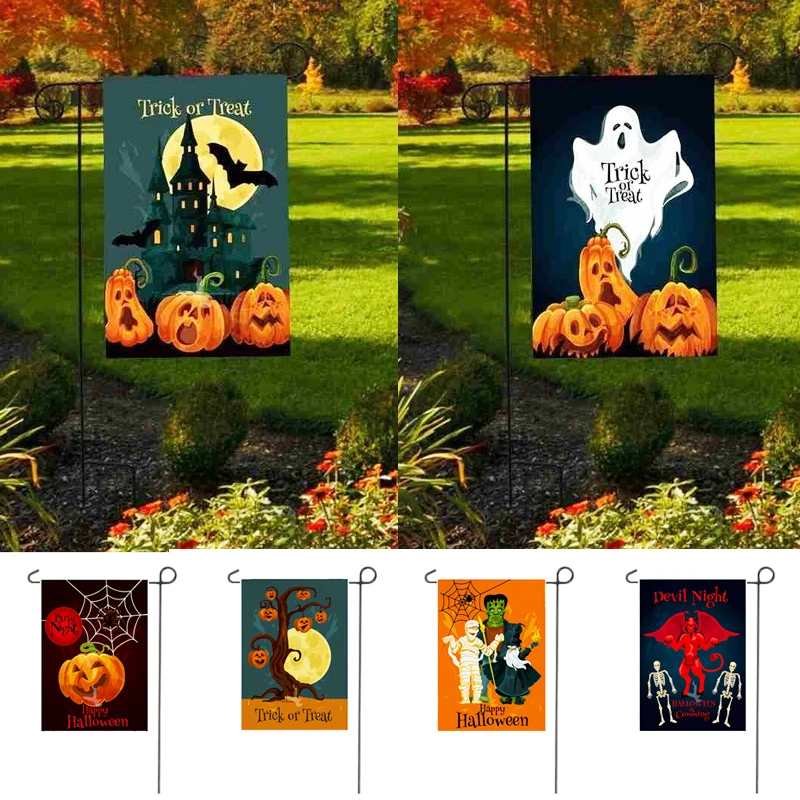 Хэллоуин садовые флаги двусторонний баннер с изображением мешковины тыква