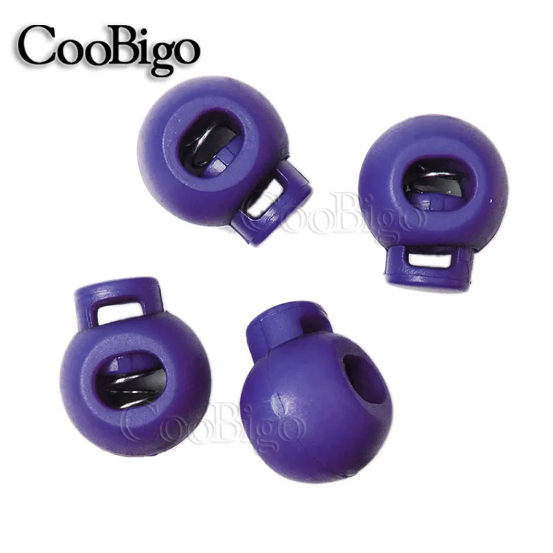 Purple 25 шт. красочные пластиковые шарики круглый шнур замок пружинный стоп тумблер Фиксатор Зажим для спортивной одежды обувь веревка DIY ремесла части - Цвет: Purple