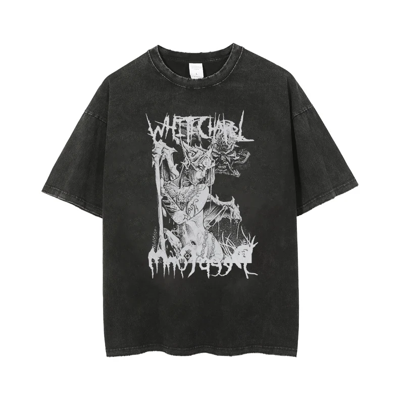 Женская футболка в стиле Харадзюку черная с рисунком эмо из аниме и готических