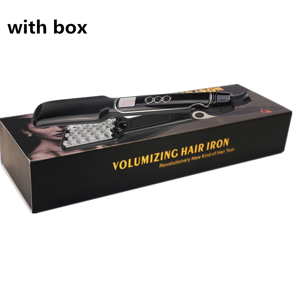 Black Silver box Пушистый утюжок для наращивания волос, утюжок для выпрямления волос, цифровой плоский утюжок с ЖК-дисплеем, выпрямление волос, пушистый плоский утюжок - Цвет: Black Silver box