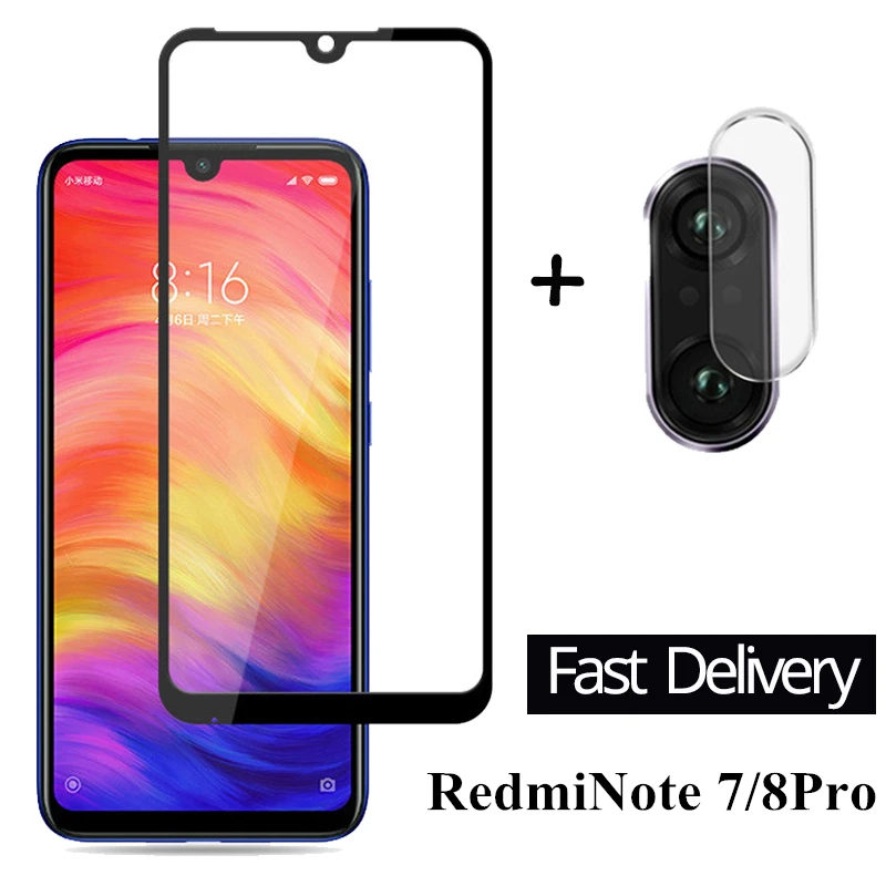 2 в 1 Защитное стекло для камеры Redmi 7 8 7A 8A защита экрана закаленное Xiaomi Note pro легкая