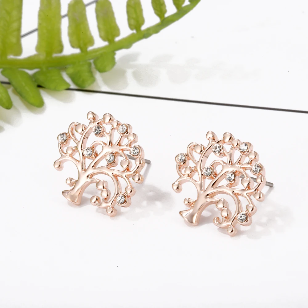 Модные серьги гвоздики с изображением дерева жизни очаровательные свадебные