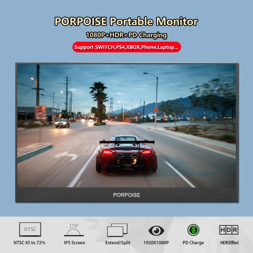 Портативный ЖК-монитор PORPOISE 17 3 дюйма игровой монитор Hdmi ips 1080p HD дисплей для PS4