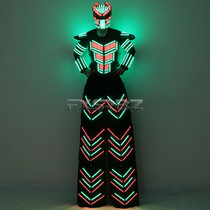 LED Robot Suit Clothes Kryoman Stilts Walker Luminous Costume High Heel Predator Laser Helmet |