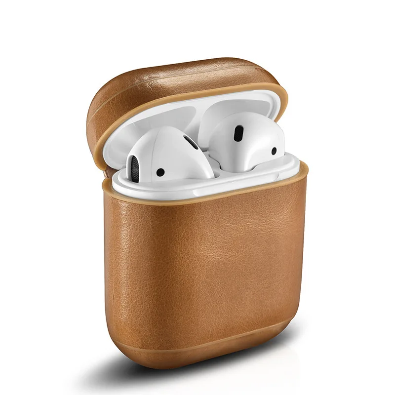 Чехол из натуральной кожи для Apple Airpods 1 2 Bluetooth наушники для Air pod чехол противоударный защитный чехол для наушников