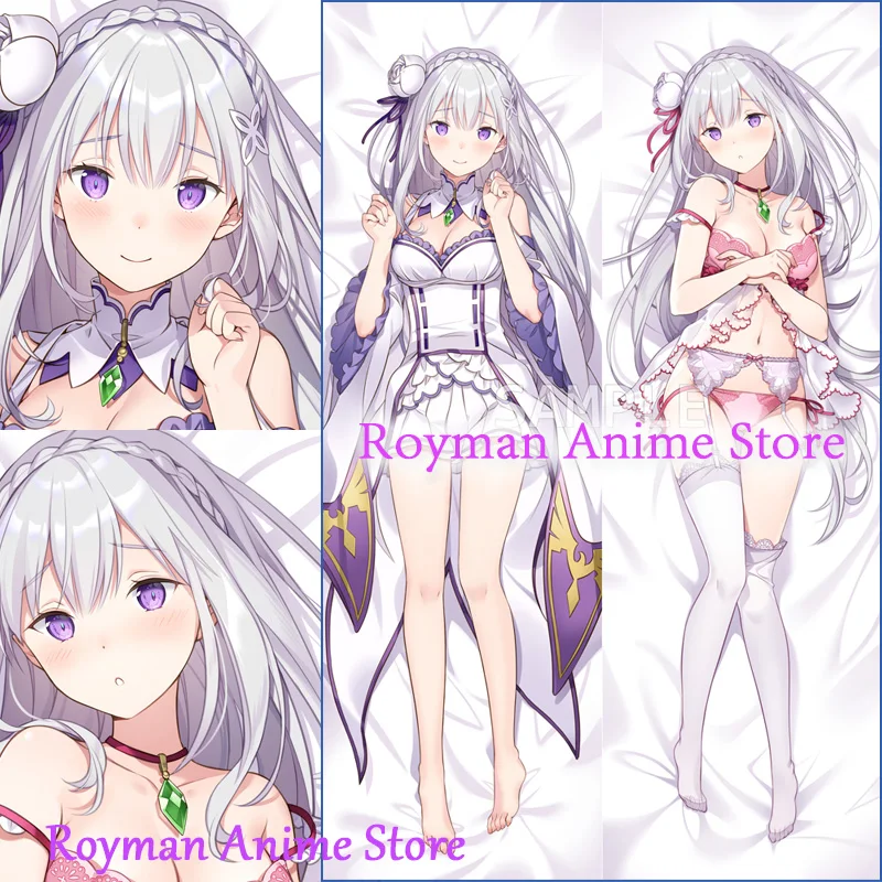 

Dakimakura Anime Emilia Re:Zero Double Sided Print Life-size Body Pillow Cover
