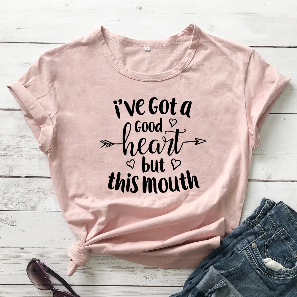 Футболка с надписью I'm A Good Heart But This Mouth повседневная женская футболка со