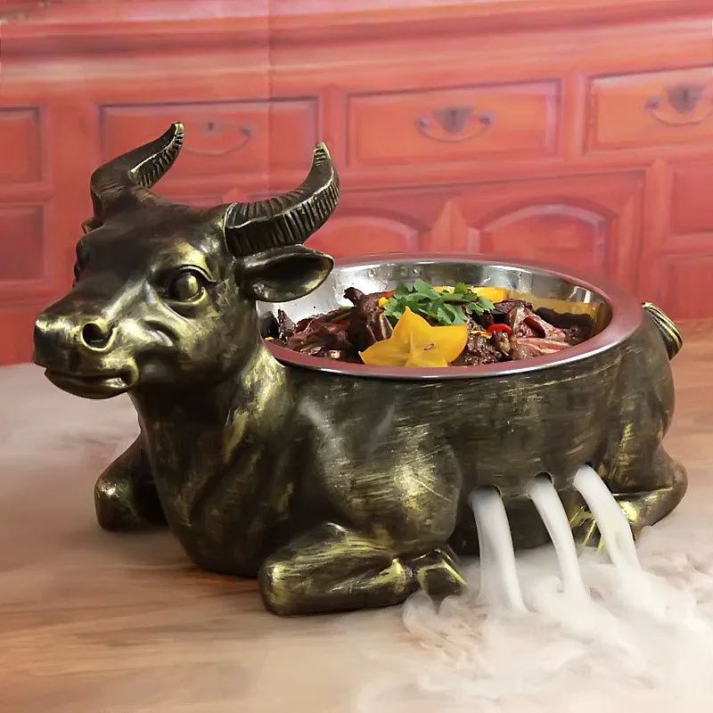 

Hotel Restaurant Creative Special Dish Plate Special Shaped Dry Ice Smoke Vessel Alcohol Stove Tableware Dinner Plates Set