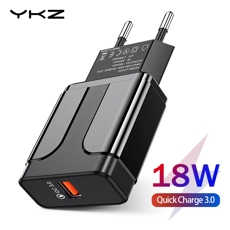 Быстрая зарядка 3,0 18 Вт USB зарядное устройство YKZ QC3.0 4,0 быстрое зарядное устройство ЕС вилка портативный мобильный телефон настенное зарядное устройство для iPhone Xiaomi samsung