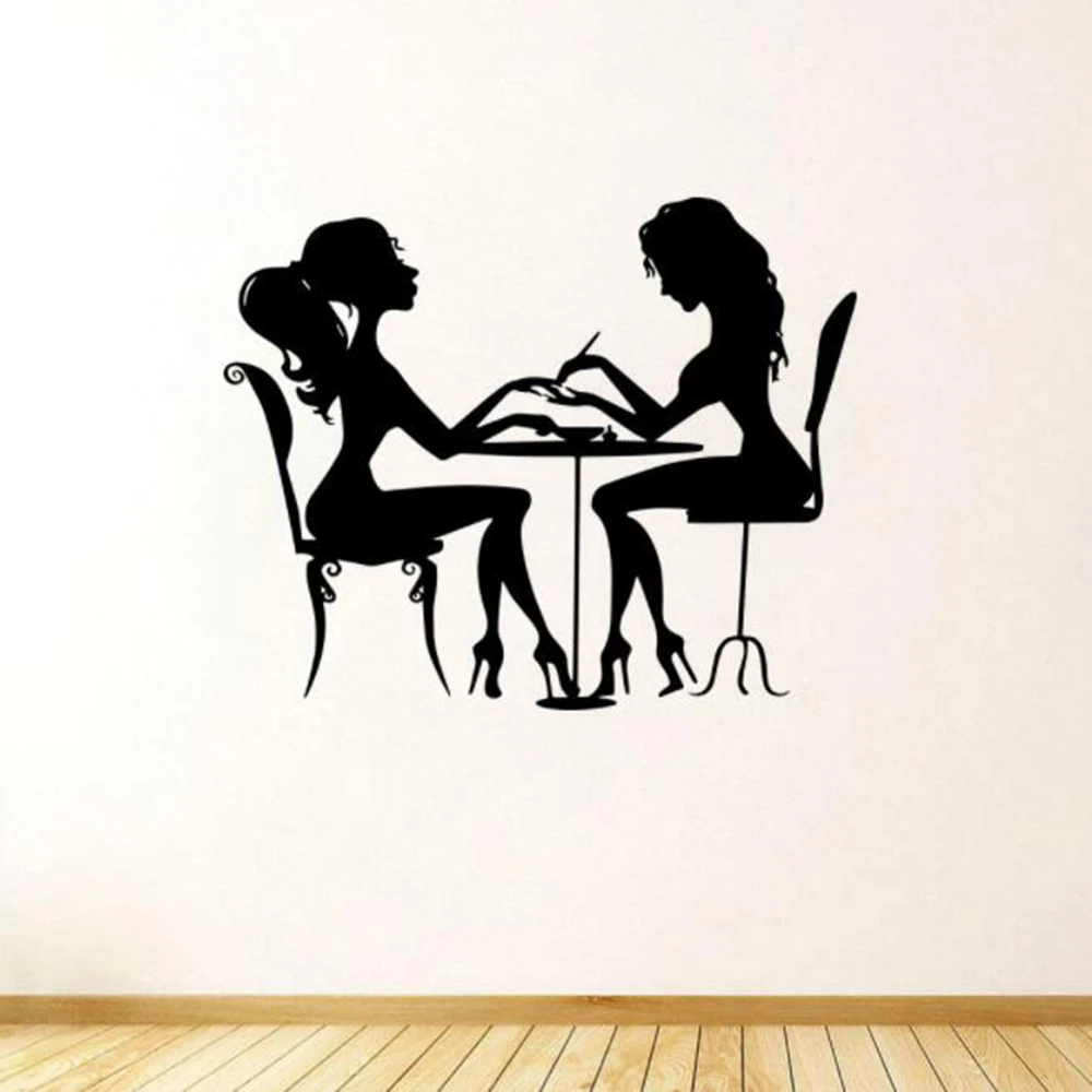 Настенные виниловые наклейки для девочек и женщин маникюрного магазина дивана |