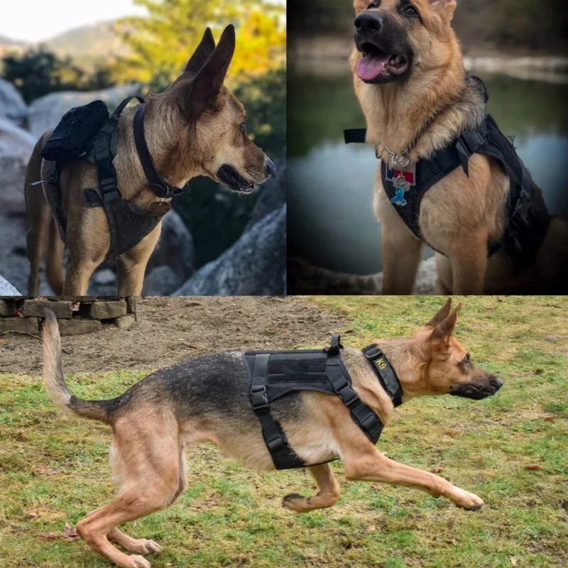 Military Tactical Dog Harness K9 Working Pet Vest With Handle Nylon Bungee Leash Lead Training For Medium Large Dogs | Дом и сад