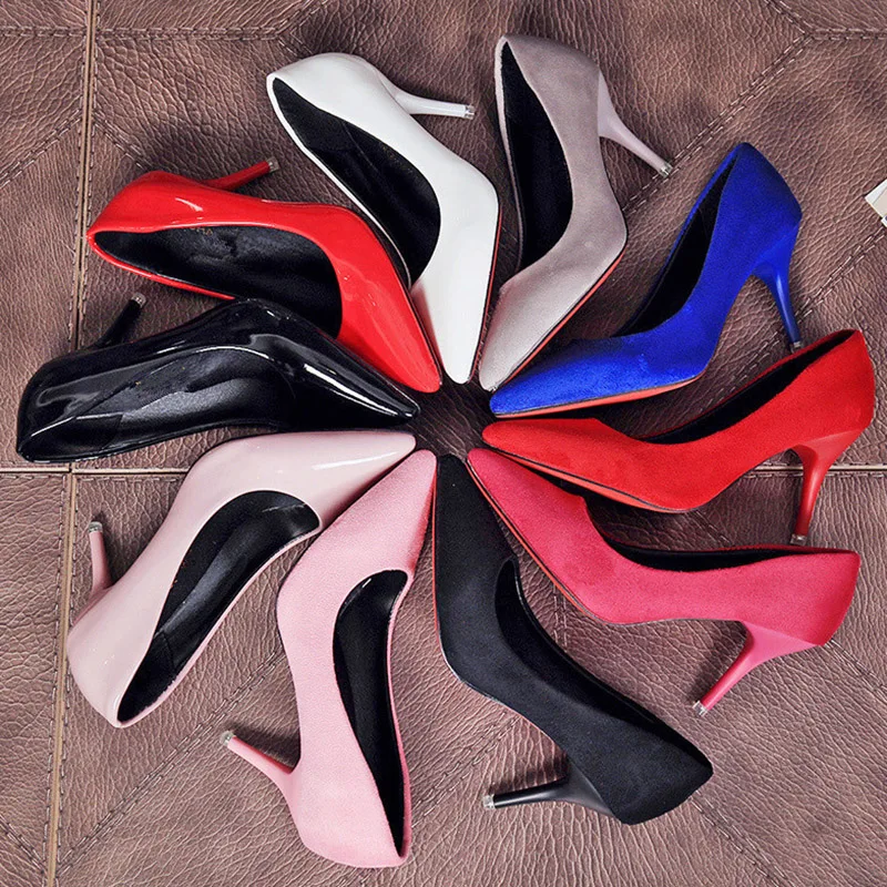 Туфли-лодочки для офиса размера плюс 25 цветов свадебные туфли на высоком каблуке