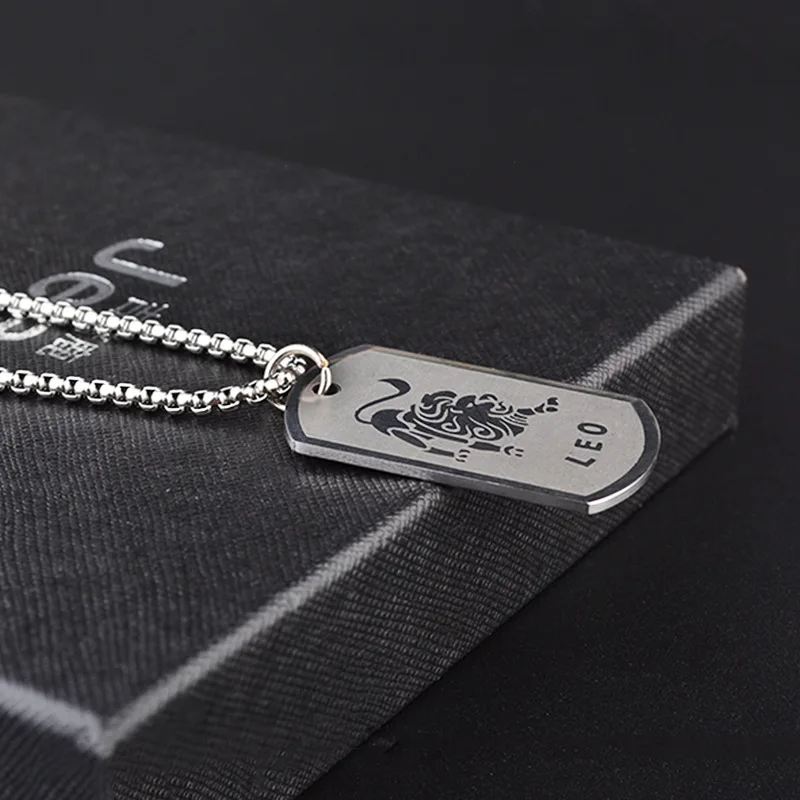 

Hip Hop 12 Constellation Necklace Men Tide Brand Pendant Stainless Steel Fashion All Match Male Casual Couple Jewelry