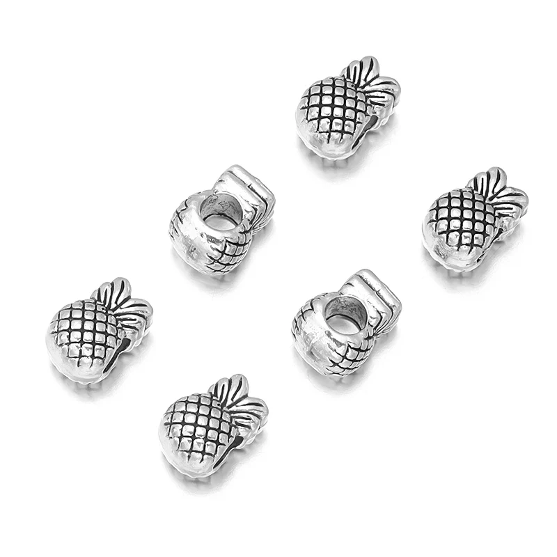 

10pcs Alloy Metal Punk Retro Pineapple Shape 12.5x8.5mm Loose Bead with 4.5mm Hole For DIY Jewelry Making Bracelet Accessories