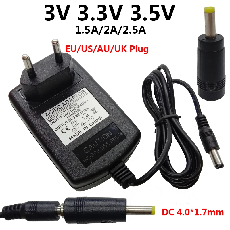 

3V 3.3V 3.5V 3.6V 4.0*1.7mm 3 3.5 Volt Universal AC DC Power Supply Adapter Adaptor 1.5A 2A 2.5A Home Wall Adaptador 5.5*2.5mm