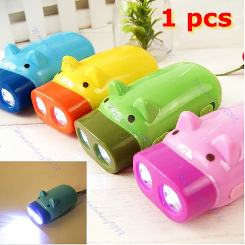 

2021 New Hand Pressing Power Pig 2 LED Flash Light Flashlight Wind-up Dynamo Torch Lamp