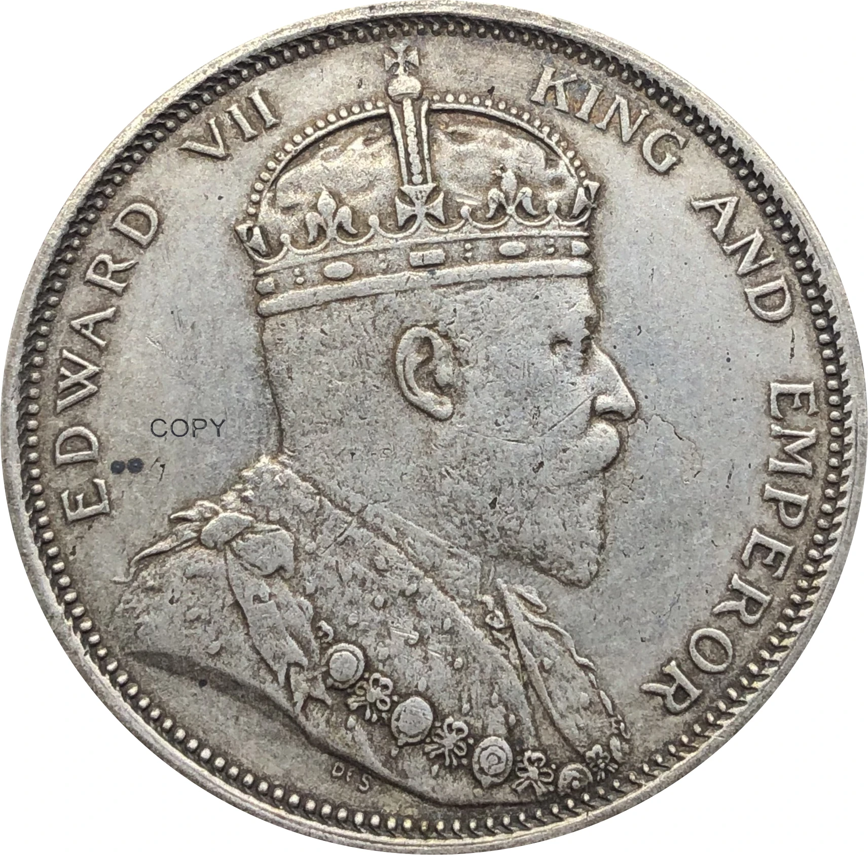 Малайзия 1908 1 доллар Эдвард VII король император кандареенс копия серебра монета