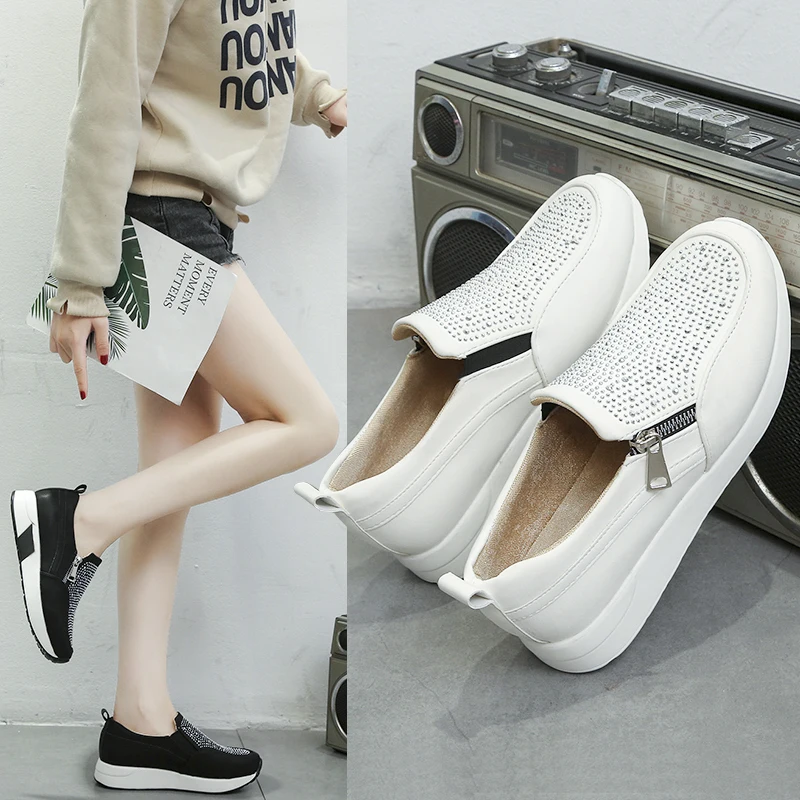 Женская обувь на плоской подошве с кристаллами Кожаные Замшевые Мокасины