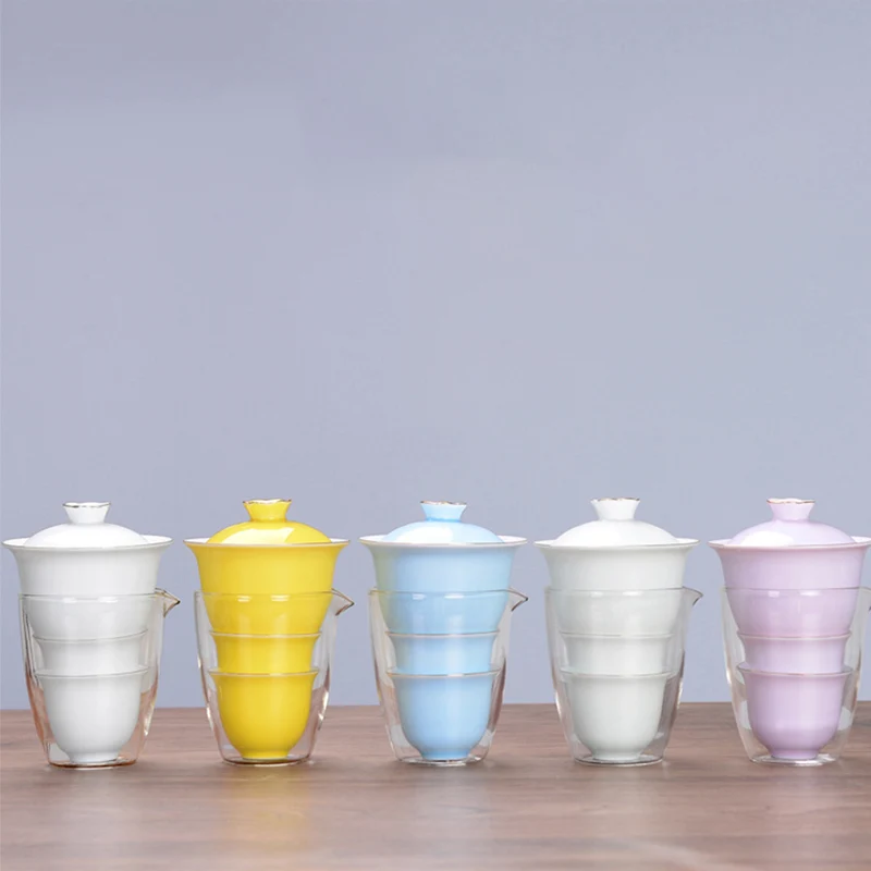 

JIEWU Chinese Travel Ceramic Tea Set Portable Kung Fu Tea Set 2021 New Hot Essential Tea Set Accessories For Outdoor Travel