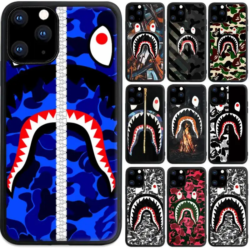 

Bape Trend Brand Shark Phone Case For Iphone 5 SE 2020 6 6s 7 8 plus X Xr XS 11 12 13 Mini Pro Max PC Fundas Cover
