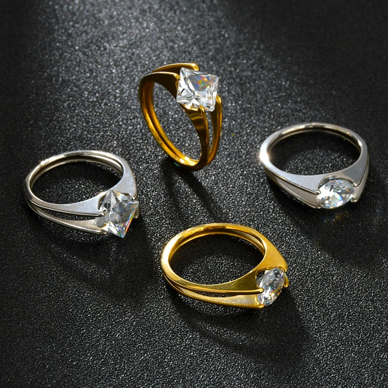 Кольцо с крупным круглым кристаллом и цирконием женское роскошное свадебное