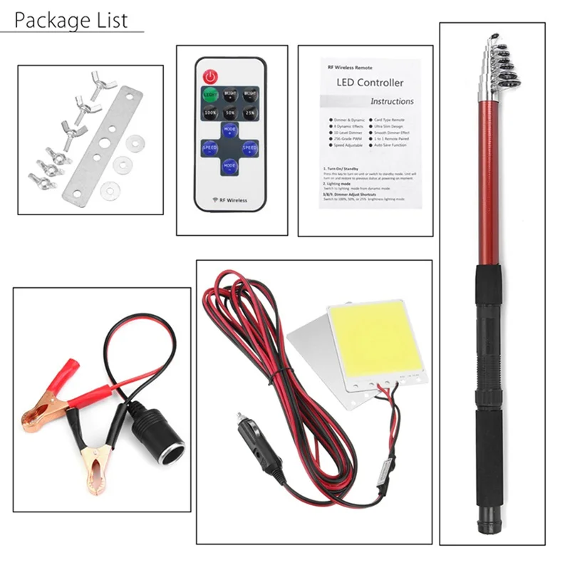 Телескопическая светодиодная Удочка 12 В уличный фонарь лампа для кемпинга белый