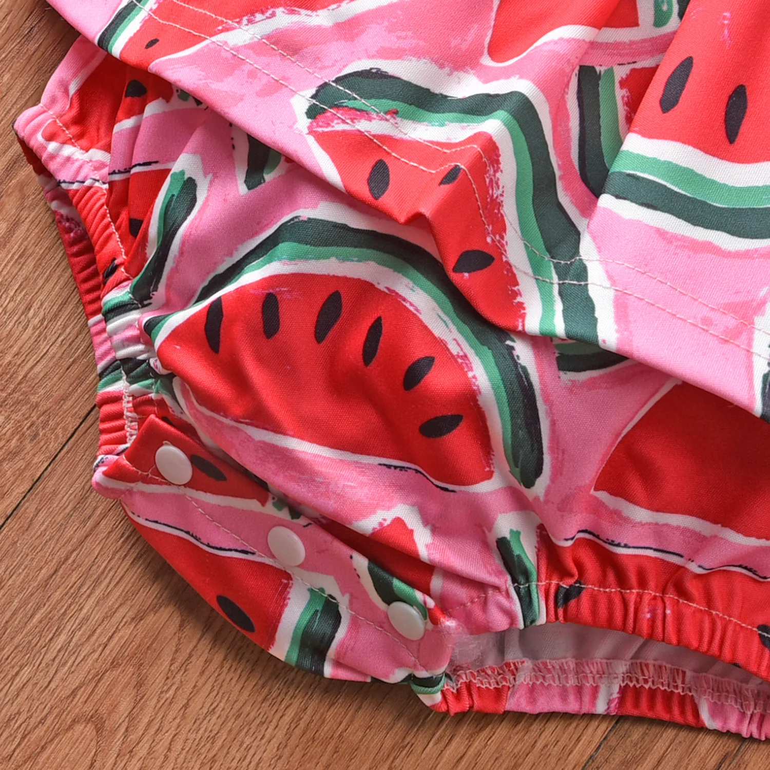 

Toddler Summer Baby Girls Clothes , Watermelon/Lemon Print Ruffled Sleeveless Jumpsuit with Bowknot , 0-12 Months