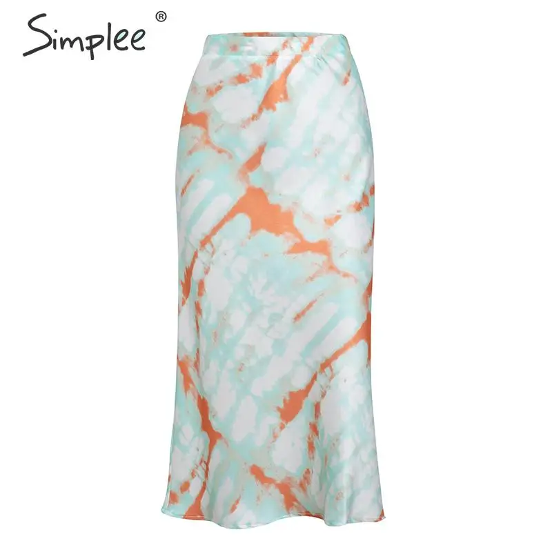 Simplee юбка миди с принтом Tie dye, Женская Осенняя эластичная юбка с высокой талией, Женская Повседневная Уличная юбка, вечерние юбки для клуба