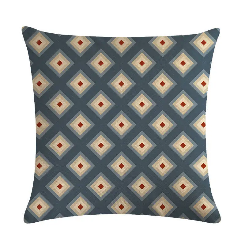 

Plaid Geometric Linen Pillowcase Cushion DIY Printed Pillow Chair Car Cushion Decoration 45*45cm