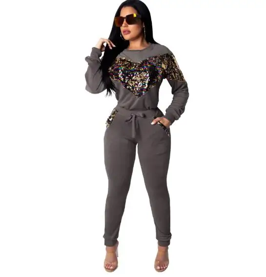 

Thick Velvet Sequin 2 Piece Set Women Tracksuit Hoodies Tops and Pant Casual Outfits Suits Fall Winter Velour Sweatsuit Sets