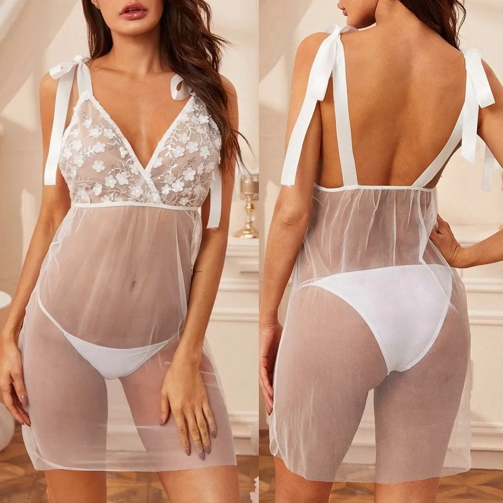 2020 Сексуальная сетчатая ночная рубашка женское белье комбинация одежда для сна