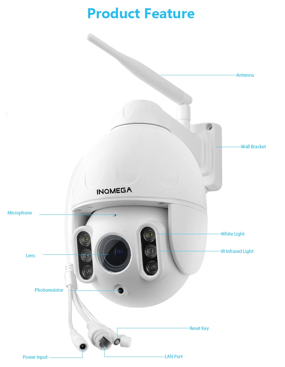 INQMEGA 1080P PTZ IP купольная камера с автоматическим отслеживанием скорости WiFi Беспроводная CCTV камера наружного наблюдения Водонепроницаемая камера