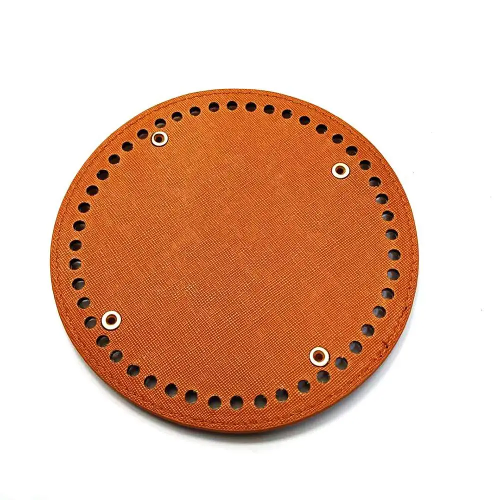 Round Brown Высокое качество овальная длинная Нижняя сумка для вязания искусственная кожа 60 отверстий женские сумки ручной работы DIY аксессуары для сумок - Цвет: Round Brown