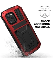 new full body rugged armor shockproof protective phone case for iphone 13 12 pro max 11 mini kickstand aluminum metal cover