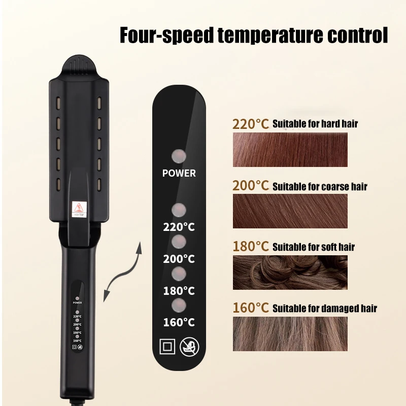 

Hair Straightener Steam Ceramic Vapor Widen panel Hair Straightener Flat Iron Four-gear Temperature Adjustment Electric Splint with Heat Dissipation Function