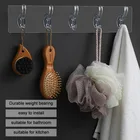 Прочные и бесшовные крючки без перфорации, прозрачные настенные подвесные домашние инструменты для хранения в ванной комнате